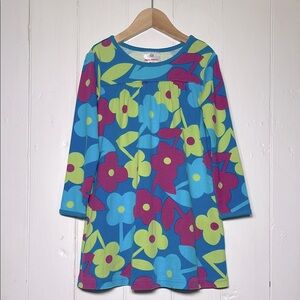 HANNA ANDERSSON EUC 100% Cotton Colorful Floral Print Long Sleeve Dress